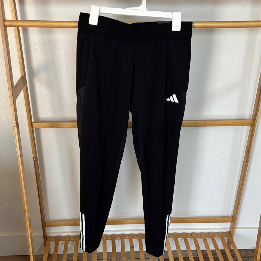 Adidas Womens Black Joggers with White Stripes